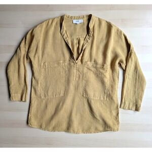 Sauths April Linen Blouse Golden Yellow Minimalist Resort Relaxed Made in EU